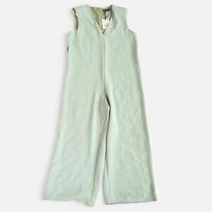 Zara sage green wide leg jumpsuit with V-neckline Size Large